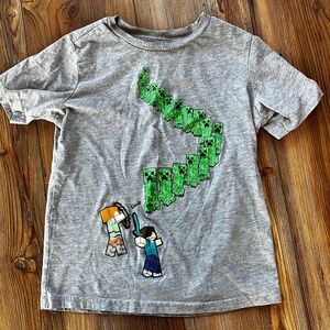 Minecraft Creeper Graphic Tee Kids Size S 6/7 Gray Mojang Official